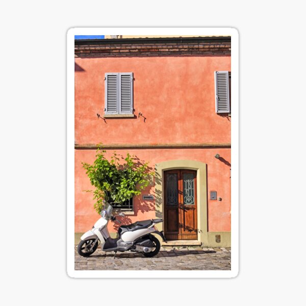 Item preview, Scooter in front of old house in Rimini, Italy designed and sold by goceris.