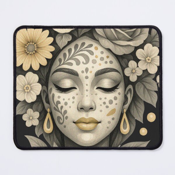 Item preview, Elegante rostro femenino rodeado de flores y hojas designed and sold by CreativeLarysa.