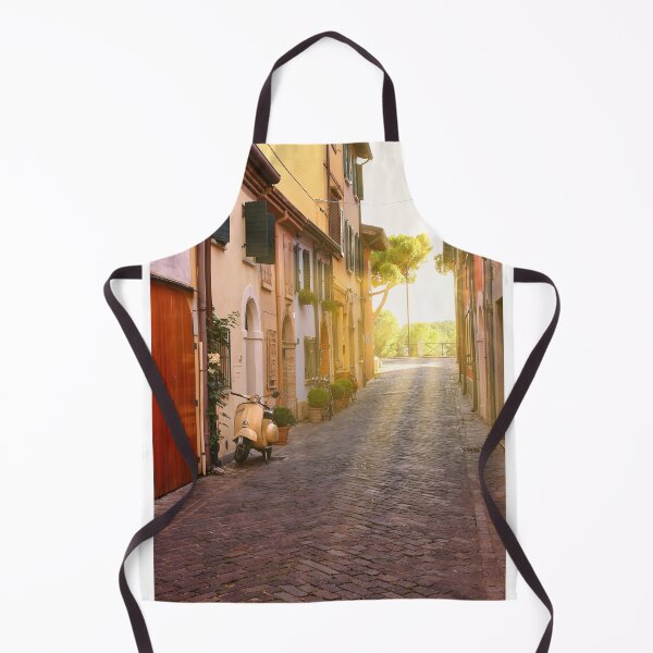 Item preview, Cobblestone street with scooter and old houses in Rimini, Italy designed and sold by goceris.