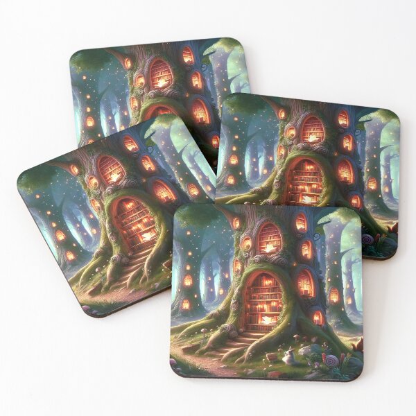 Item preview, Fairy Tale Library for Book Lover in a Magic Forest Trees Folklore Fables DND D&D,Bookish Nerd designed and sold by TheTimeTaxi.