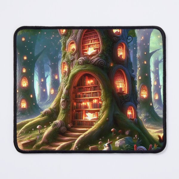 Item preview, Fairy Tale Library for Book Lover in a Magic Forest Trees Folklore Fables DND D&D,Bookish Nerd designed and sold by TheTimeTaxi.