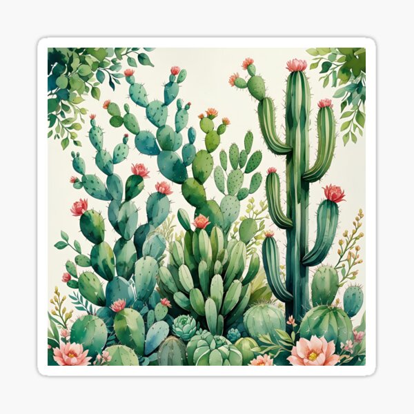 Item preview, Cactus Harmony – Mixed Succulent Pattern with Soft Green Tones designed and sold by Digitalflow457.