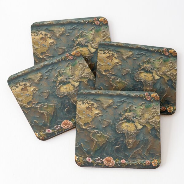 Item preview, Vintage Floral World Map – AI Art designed and sold by simmebest.