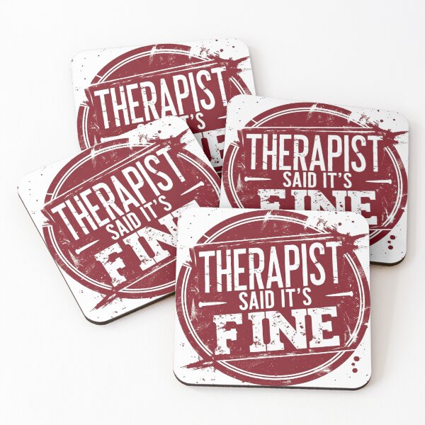 Item preview, Therapist Said It’s Fine – Distressed Red Rubber Stamp Grunge Design designed and sold by KR3PT.