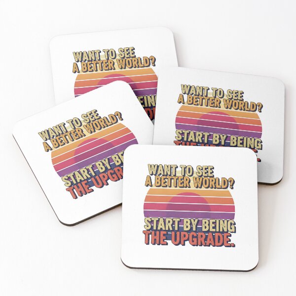 Item preview, Want a Better World? Be the Upgrade! | Inspirational Retro Sunset designed and sold by Polymorph-Press.