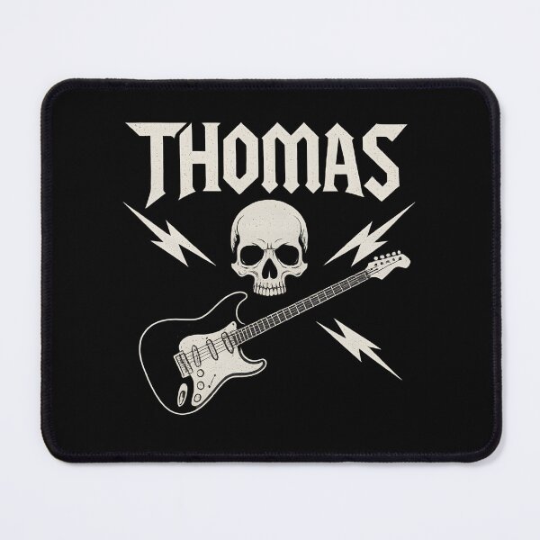 Item preview, Thomas Rock Band Emblem – Skull & Guitar Heavy Metal Style designed and sold by VoidBloom Studio.