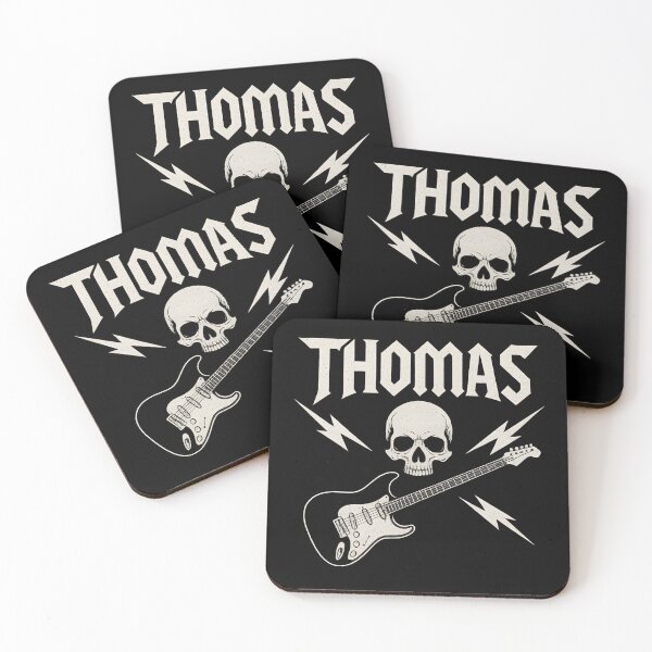 Item preview, Thomas Rock Band Emblem – Skull & Guitar Heavy Metal Style designed and sold by VoidBloom Studio.