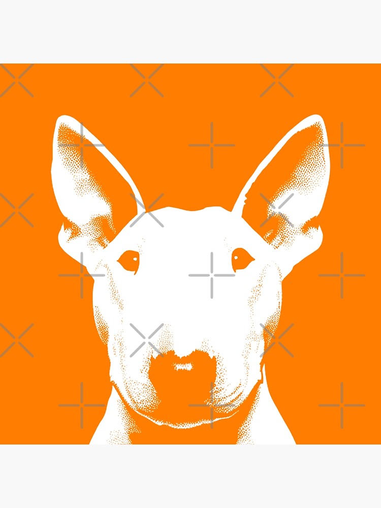 Thumbnail 3 of 3, Poster, Bull Terrier White And Orange Pop Art Retro Chic Design For Bull Terrier Owners, Bull Terrier Moms, Bull Terrier Dads & Bull Terrier Lovers designed and sold by K9ish.