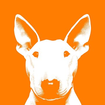 Artwork thumbnail, Bull Terrier White And Orange Pop Art Retro Chic Design For Bull Terrier Owners, Bull Terrier Moms, Bull Terrier Dads & Bull Terrier Lovers by K9ish