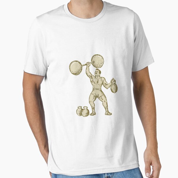 Item preview, Strongman Lifting Barbell Kettlebell Etching designed and sold by patrimonio.