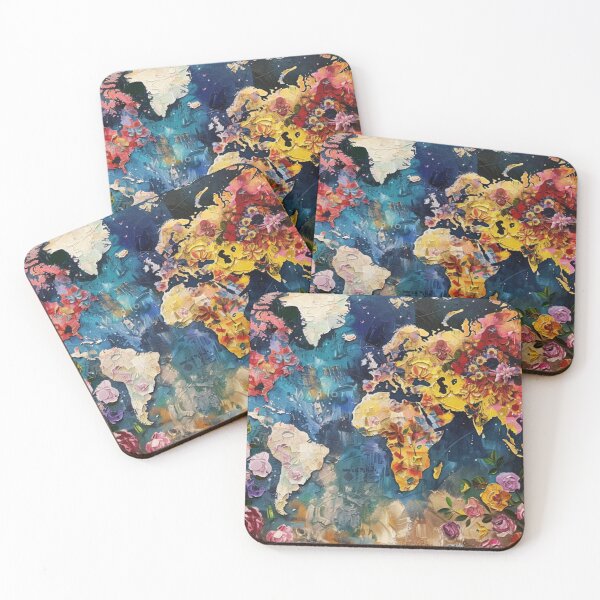 Item preview, Colorful Floral World Map – Abstract AI Art designed and sold by simmebest.