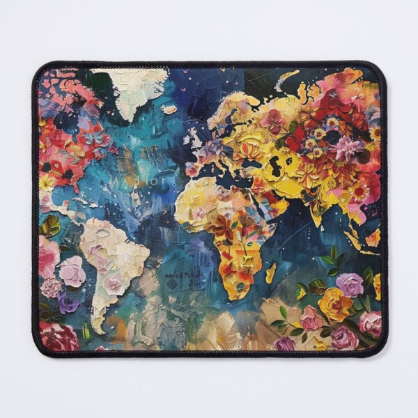 Item preview, Colorful Floral World Map – Abstract AI Art designed and sold by simmebest.