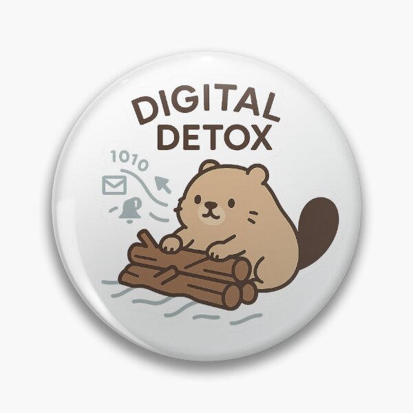 Item preview, Cute Minimalist Beaver Sticker – Digital Detox Concept Art designed and sold by fuzzy hug.