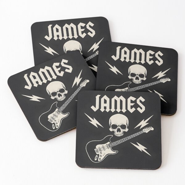 Item preview, James Rock Band Logo – Skull & Guitar Metal Insignia designed and sold by VoidBloom Studio.