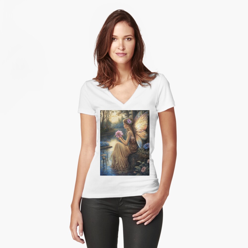 Item preview, Fitted V-Neck T-Shirt designed and sold by phatpuppyart.