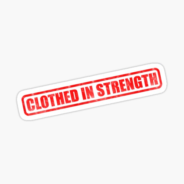 Item preview, Clothed in Strength – Red Stamp Design with Proverbs 31:25 Bible Verse designed and sold by Yuli Design.