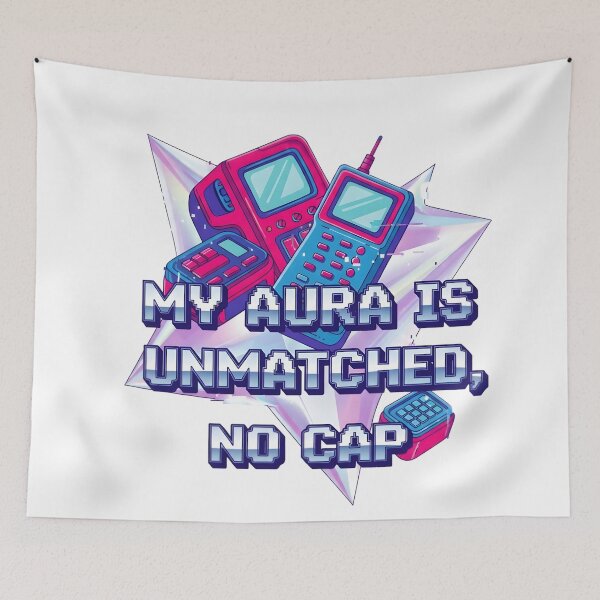 Item preview, My Aura Is Unmatched No Cap - Retro Y2K Flip Phone Vaporwave Confidence Design designed and sold by AnnDesignStudio.
