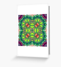 design white digital abstract green multi-colored flora seamless colorful repeat pattern Greeting Card