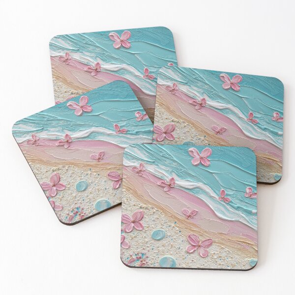 Item preview, Textured Beach Scene with Pink Blossoms designed and sold by TheOctopusRage.