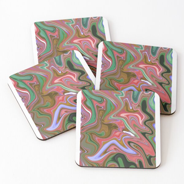 Item preview, Green Pink and Brown Fluid Wavy Abstract Art designed and sold by Abstract65.
