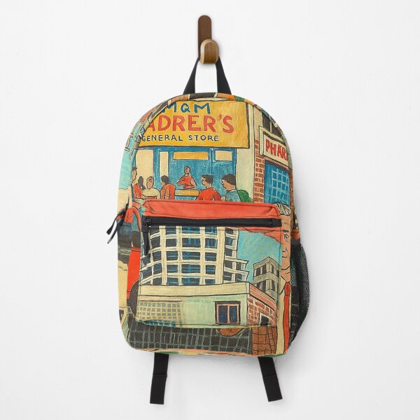 Item preview, Illustrated Urban Street Scene – Retro Storefront City Art designed and sold by weirdfishes123.