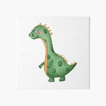 Vista previa del artículo con la obra «Lindo dinosaurio verde con gafas: pegatina de acuarela y diseño infantil», diseñado y vendido por alladorofieieva.