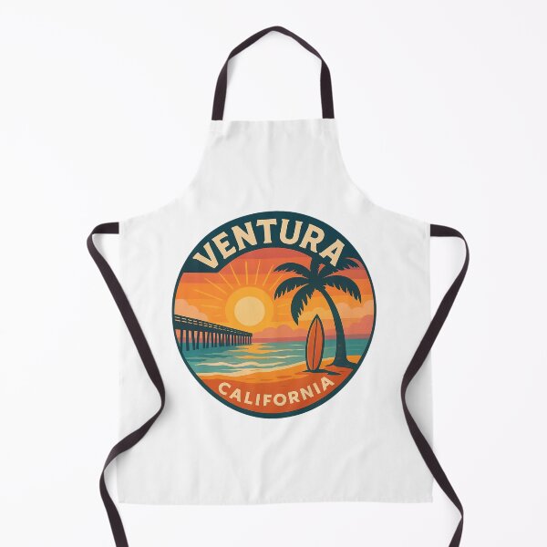Item preview, Ventura California Sunset Sticker - Round Beach Decal, Retro Coastal Surf Art, Ocean Travel Gift designed and sold by CircinusStore.