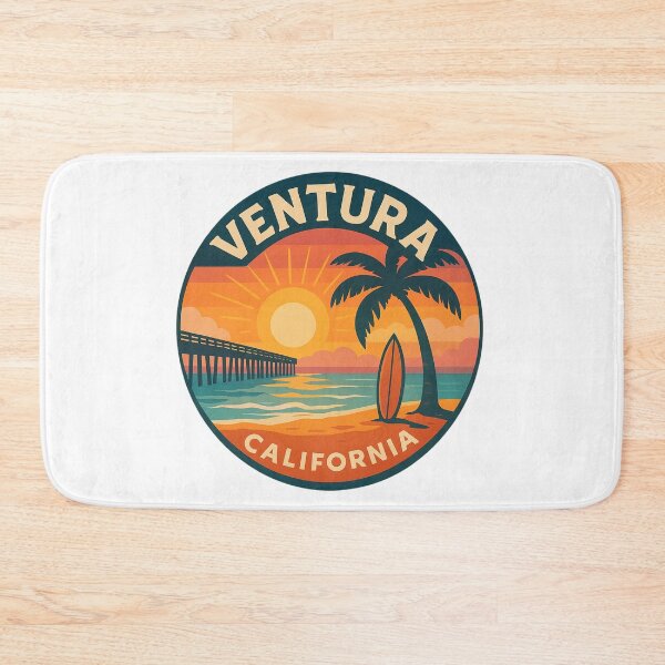 Item preview, Ventura California Sunset Sticker - Round Beach Decal, Retro Coastal Surf Art, Ocean Travel Gift designed and sold by CircinusStore.