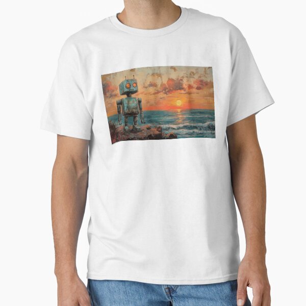 Item preview, Lonely Retro Robot at Sunset by the Sea designed and sold by simmebest.