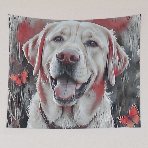 Item preview, 1 Happy Dog and Dozens of Butterflies in a Joyful Field Scene designed and sold by POETTICA.
