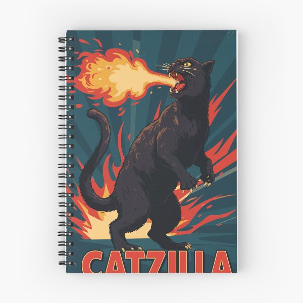Item preview, Fire-Breathing Catzilla Retro Monster Cat Poster designed and sold by -DEEWOLF-.