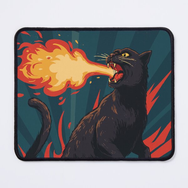 Item preview, Fire-Breathing Catzilla Retro Monster Cat Poster designed and sold by -DEEWOLF-.