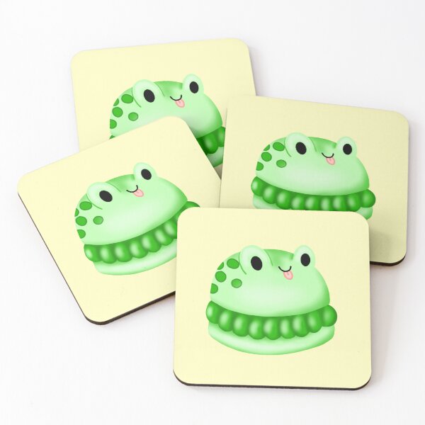 Item preview, a small macaron cake in the shape of a green frog with its pink tongue sticking out designed and sold by katecheerycake.
