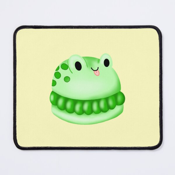Item preview, a small macaron cake in the shape of a green frog with its pink tongue sticking out designed and sold by katecheerycake.