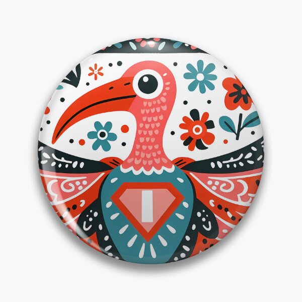 Item preview, Scarlet Ibis Superhero Patterned Wings - Scandinavian Folk Art by heidiannemorris © designed and sold by FOLK ART FUSION by heidiannemorris.