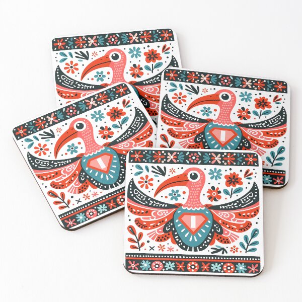 Item preview, Scarlet Ibis Superhero Patterned Wings - Scandinavian Folk Art by heidiannemorris © designed and sold by FOLK ART FUSION by heidiannemorris.