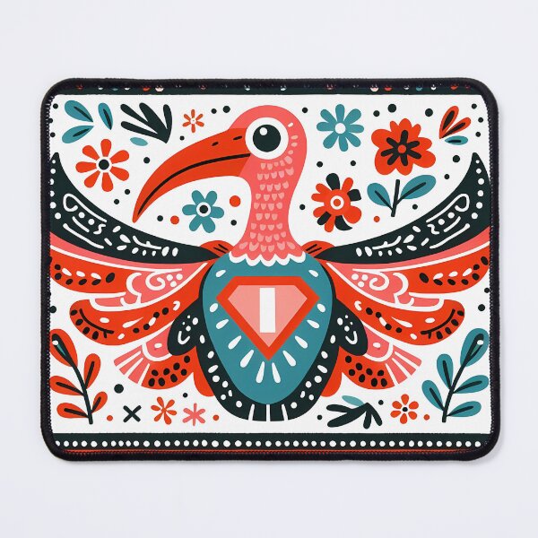 Item preview, Scarlet Ibis Superhero Patterned Wings - Scandinavian Folk Art by heidiannemorris © designed and sold by FOLK ART FUSION by heidiannemorris.