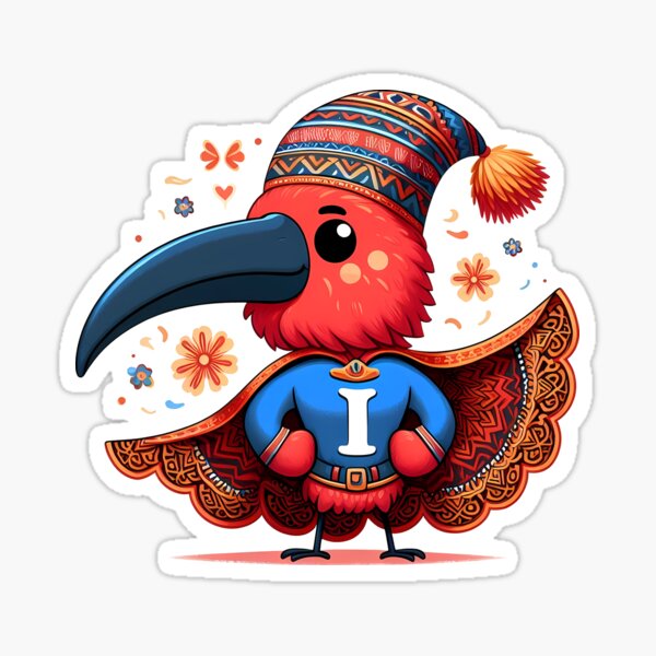 Item preview, Scarlet Ibis Superhero Winter Friend - Scandinavian Folk Art by heidiannemorris © designed and sold by FOLK ART FUSION by heidiannemorris.