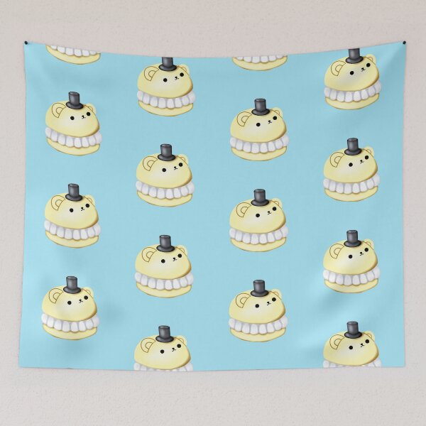 Item preview, a small macaron cake in the shape of a yellow bear, with a small black hat on its head designed and sold by katecheerycake.