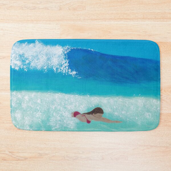 Item preview, Belonging - Girl Bodysurfing in the Ocean Waves designed and sold by DoodleArtsShop.