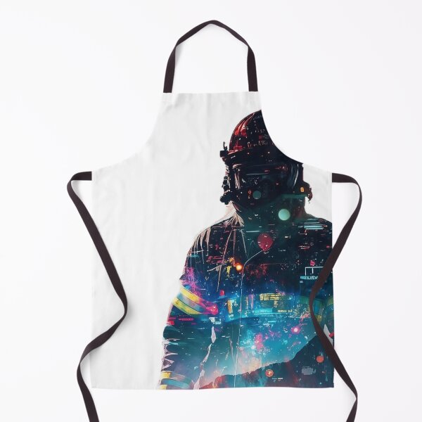 Item preview, Cosmic Firefighter Stands Amid City and Stars designed and sold by ArtComixHaven.
