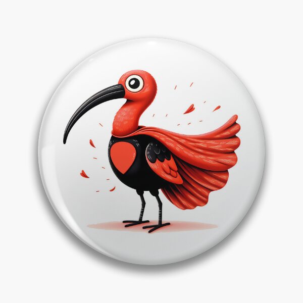 Item preview, Scarlet Ibis Superhero Heart Emblem - Scandinavian Folk Art by heidiannemorris © designed and sold by FOLK ART FUSION by heidiannemorris.