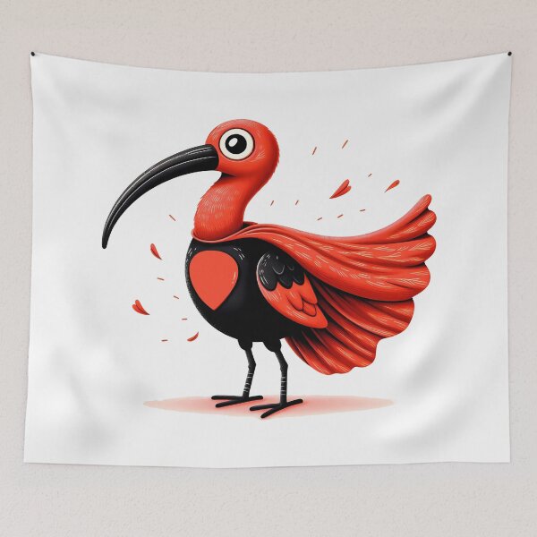 Item preview, Scarlet Ibis Superhero Heart Emblem - Scandinavian Folk Art by heidiannemorris © designed and sold by FOLK ART FUSION by heidiannemorris.