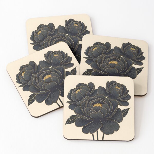 Item preview, Black peonies designed and sold by PrintLabStudio.
