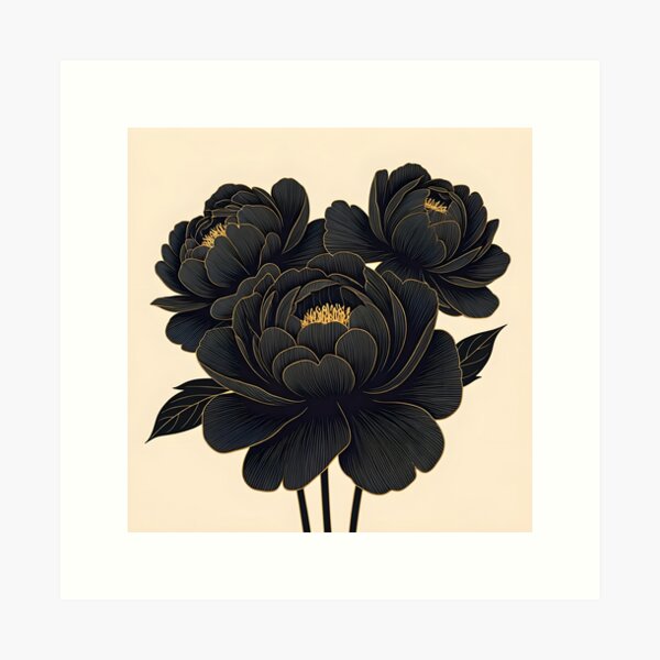 Item preview, Black peonies designed and sold by PrintLabStudio.