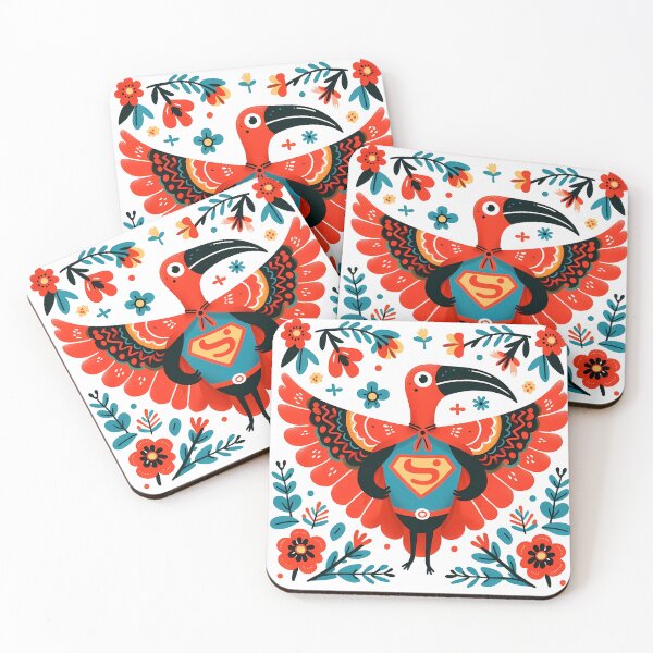 Item preview, Scarlet Ibis Superhero Wings Outstretched - Scandinavian Folk Art by heidiannemorris © designed and sold by FOLK ART FUSION by heidiannemorris.