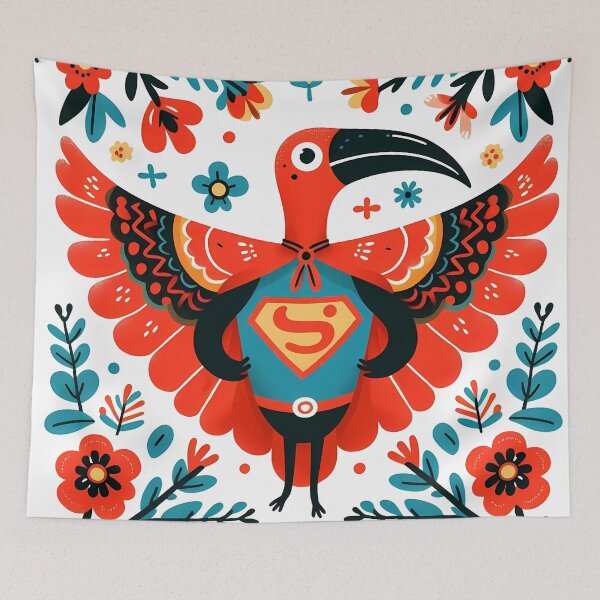 Item preview, Scarlet Ibis Superhero Wings Outstretched - Scandinavian Folk Art by heidiannemorris © designed and sold by FOLK ART FUSION by heidiannemorris.