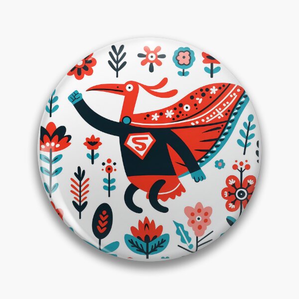 Item preview, Scarlet Ibis Superhero To The Rescue! - Scandinavian Folk Art by heidiannemorris © designed and sold by FOLK ART FUSION by heidiannemorris.