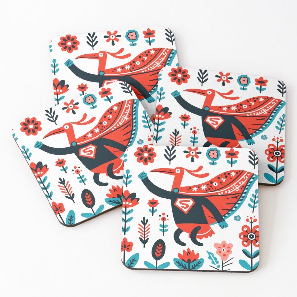 Item preview, Scarlet Ibis Superhero To The Rescue! - Scandinavian Folk Art by heidiannemorris © designed and sold by FOLK ART FUSION by heidiannemorris.