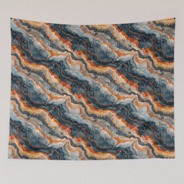 Item preview, Abstract Agate or Marble with Orange, Blue, and Gold Veins designed and sold by NTGUILTY.